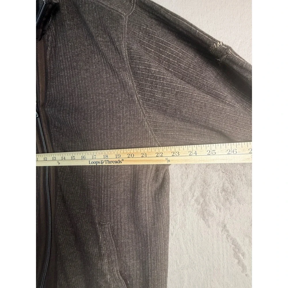 Tommy Bahama Brown Ribbed Full Zip Cotton Sweater Jacket Mens Large L Excellent